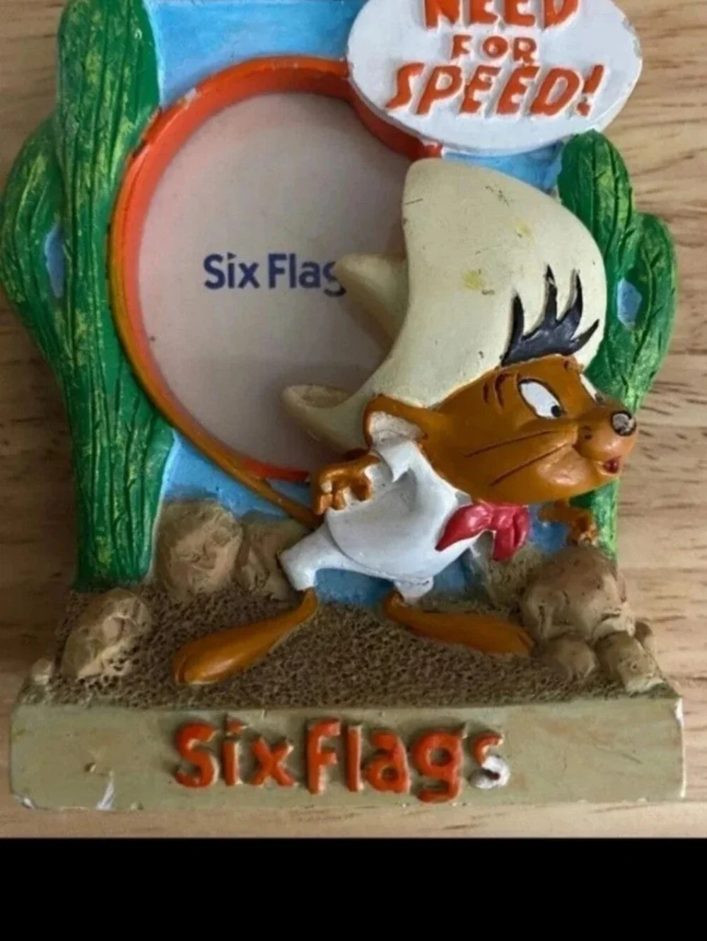 Rare (Hard To Find) 3D Embossed 1997 Six Flags Speedy Gonzales Picture Frame.